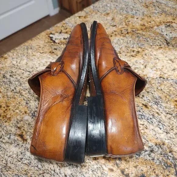 Vintage Nunn Bush Brown Leather Loafers Size 8 1/2 EEE ID 944100